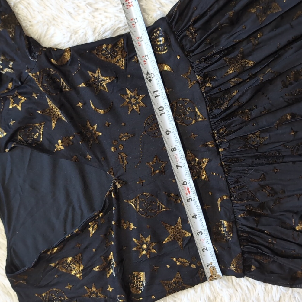 NWT Blackmilk Gold Burned Velvet Goth Christmas Baubles Dress Size Medium - Picture 15 of 16
